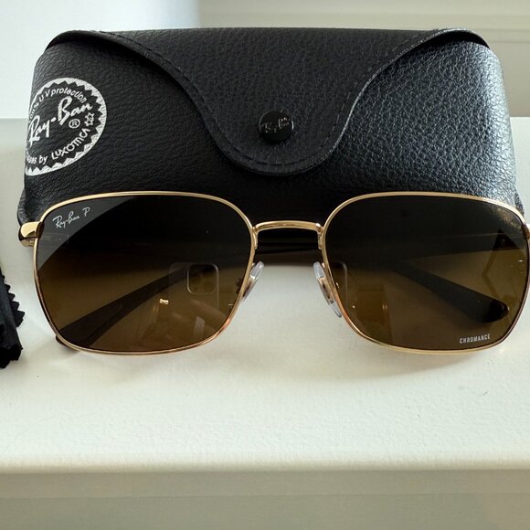 Ray-Ban RB3684-CH 001/AN 58 18 Chromance Polarized Sunglasses Gold - Picture 2 of 10